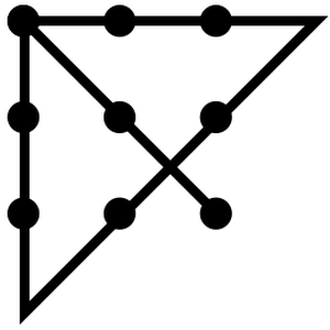 9 dots 4 lines puzzle solution